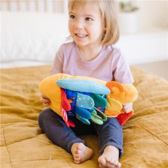 Flip Fish Soft Baby Toy - Tummy Time Sensory Toy with Taggies for Infants - Picture 6 of 6